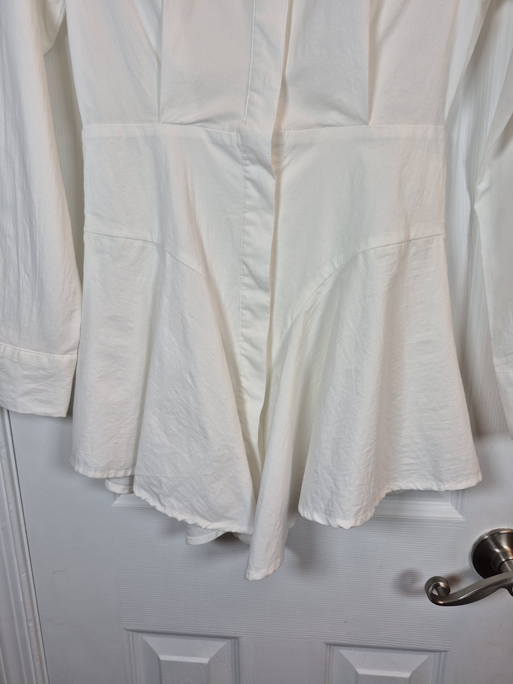 Whiteroom + Cactus White Cotton Peplum Button Down Shirt Dress Blouse XS - Picture 3 of 7